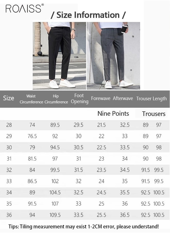 roaiss - Young Men's Suit Pants Straight Fit British Plaid Thin Section Business Casual Pants Cropped Pants - Image 1
