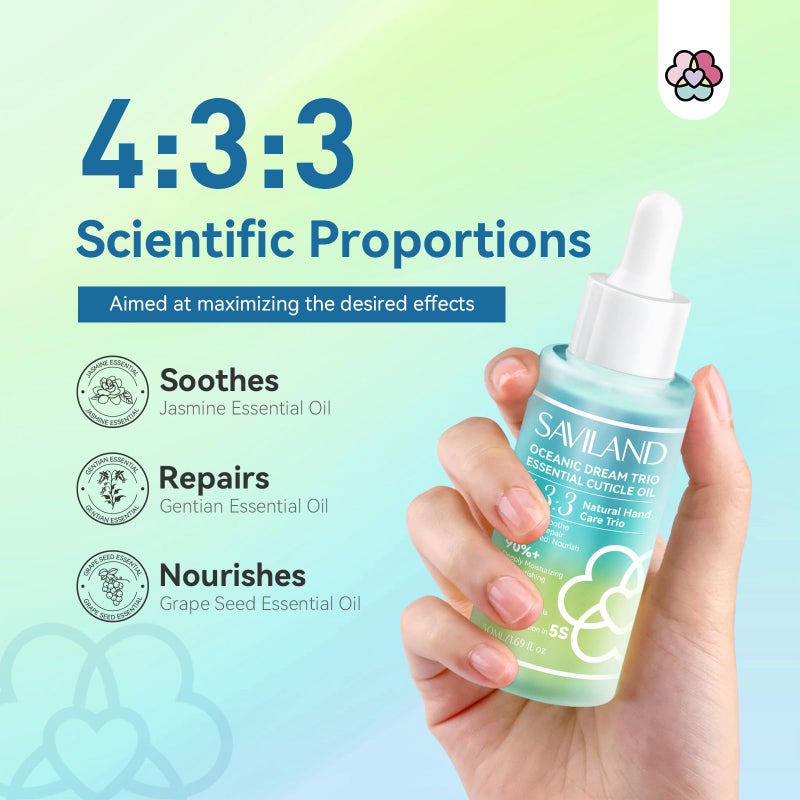 SAVILAND Cuticle Oil Triple Essential: 50ml Vitamin E & C Jasmine Gentian Grapeseed Nail Growth Oil Ultra Repair Nourish Soothe Cuticle Oil For Nails Plant-based Strengthener For Weak Nail - Image 3