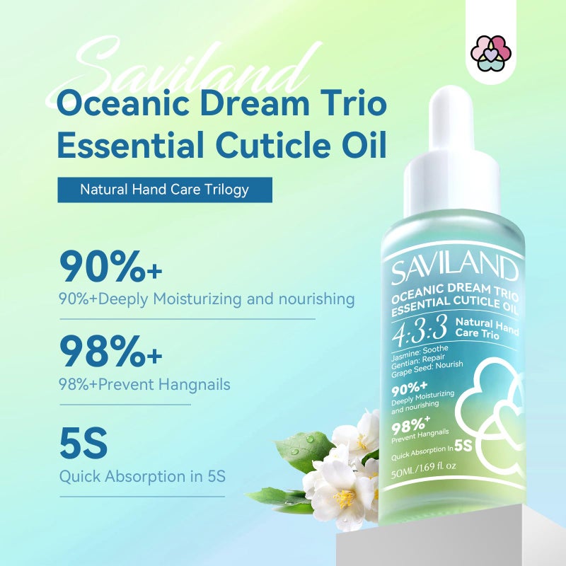 SAVILAND Cuticle Oil Triple Essential: 50ml Vitamin E & C Jasmine Gentian Grapeseed Nail Growth Oil Ultra Repair Nourish Soothe Cuticle Oil For Nails Plant-based Strengthener For Weak Nail - Image 2