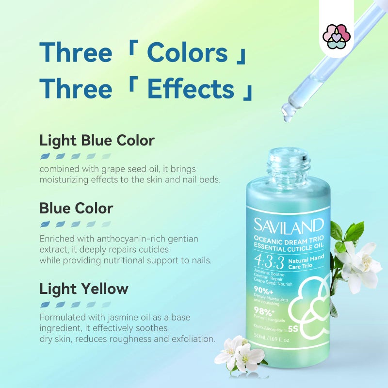 SAVILAND Cuticle Oil Triple Essential: 50ml Vitamin E & C Jasmine Gentian Grapeseed Nail Growth Oil Ultra Repair Nourish Soothe Cuticle Oil For Nails Plant-based Strengthener For Weak Nail - Image 4