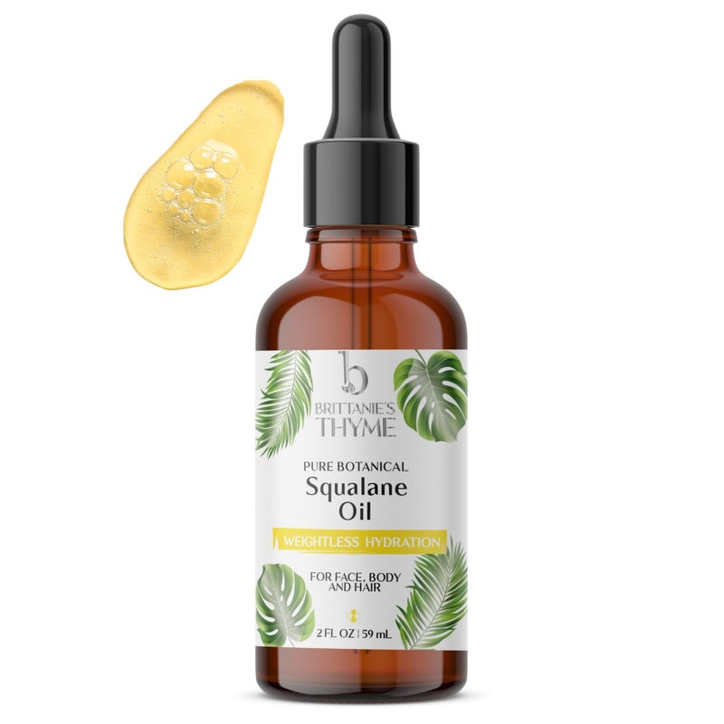 Brittanie's Thyme Brittanieâ€™s Beauty 100% Pure Squalane Oil for Hair, Skin & Nails â€“ Lightweight Hydration for Radiant Glow, Smooth Skin & Silky Hair | Clean, Vegan, Non-Greasy Formula, 2oz - Image 1