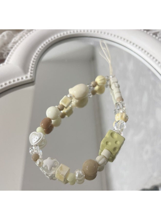 NIBEMINENT Phone Charm/ Chain Strap for Women Girls, Cartoony Cheese Cell Phone Case Lanyard Wrist Strap