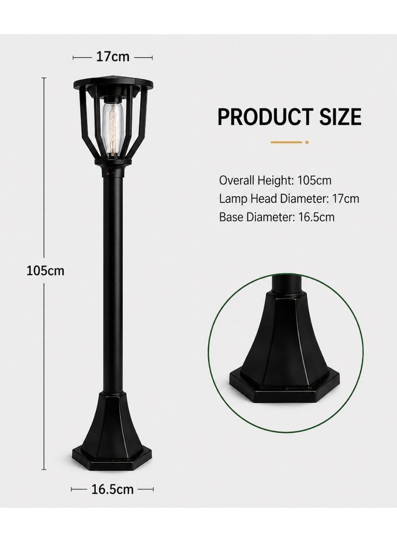 Sun Power 105cm Solar LED Decorative Garden Light - Automatic Dusk-to-Dawn Warm White Illumination - IP65 Waterproof Outdoor Pathway Light for Villas, Gardens, Walkways and Fence Areas - Black - Image 1
