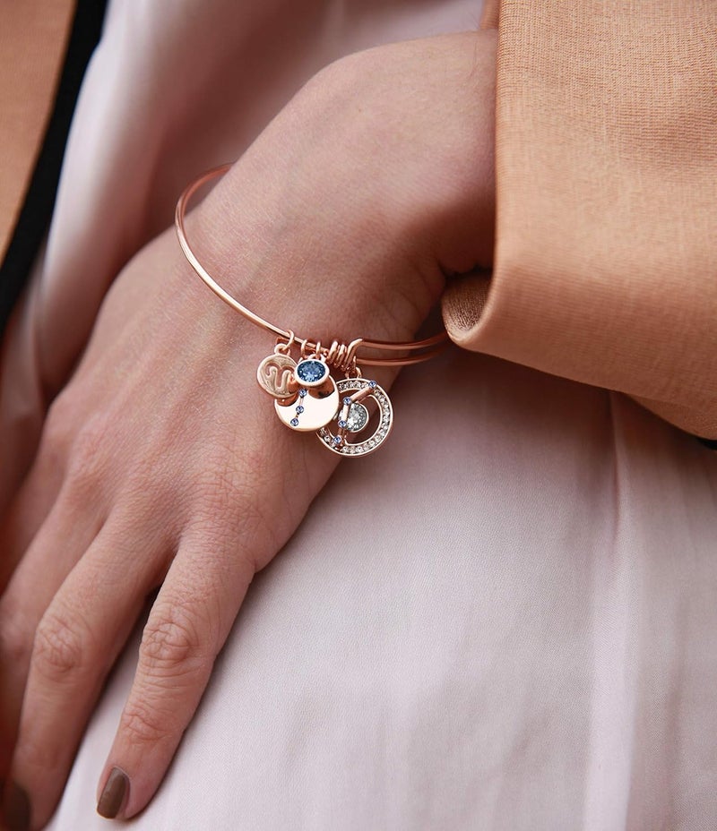 Leafael Superstar Zodiac Expandable Bangle Bracelet Made with Premium Crystals Horoscope Constellation October November Birthstone Topaz Brown Jewelry, Rose Gold Plated, 7" - Image 2