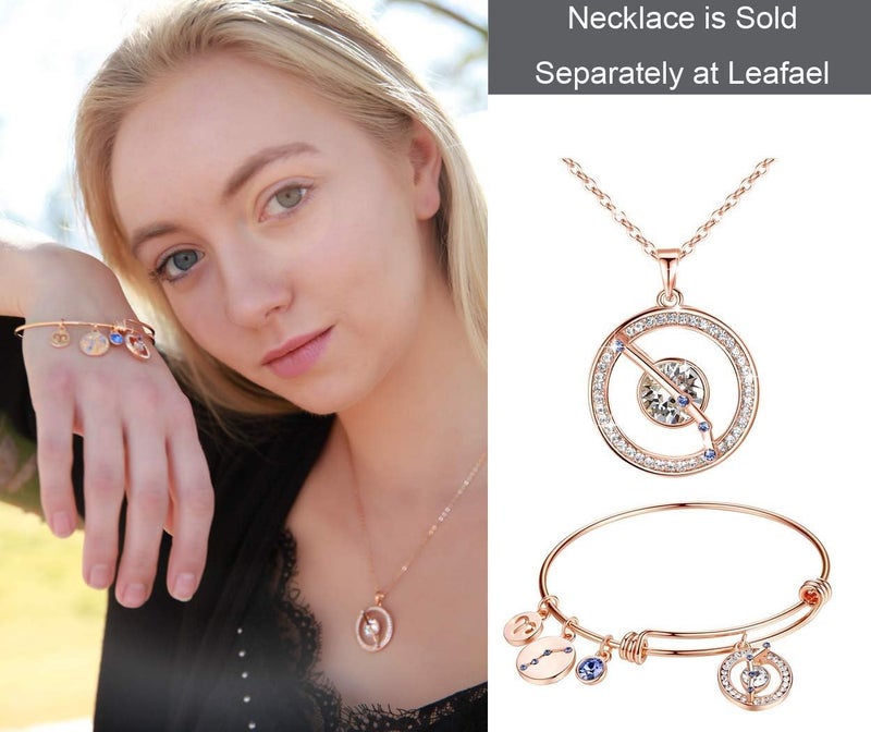 Leafael Superstar Zodiac Expandable Bangle Bracelet Made with Premium Crystals Horoscope Constellation October November Birthstone Topaz Brown Jewelry, Rose Gold Plated, 7" - Image 4