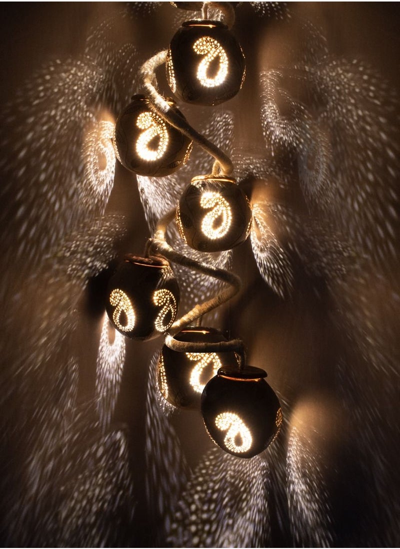 N & H Coconut Shell Ceiling Lights 7 Balls hanging Design  - Image 2