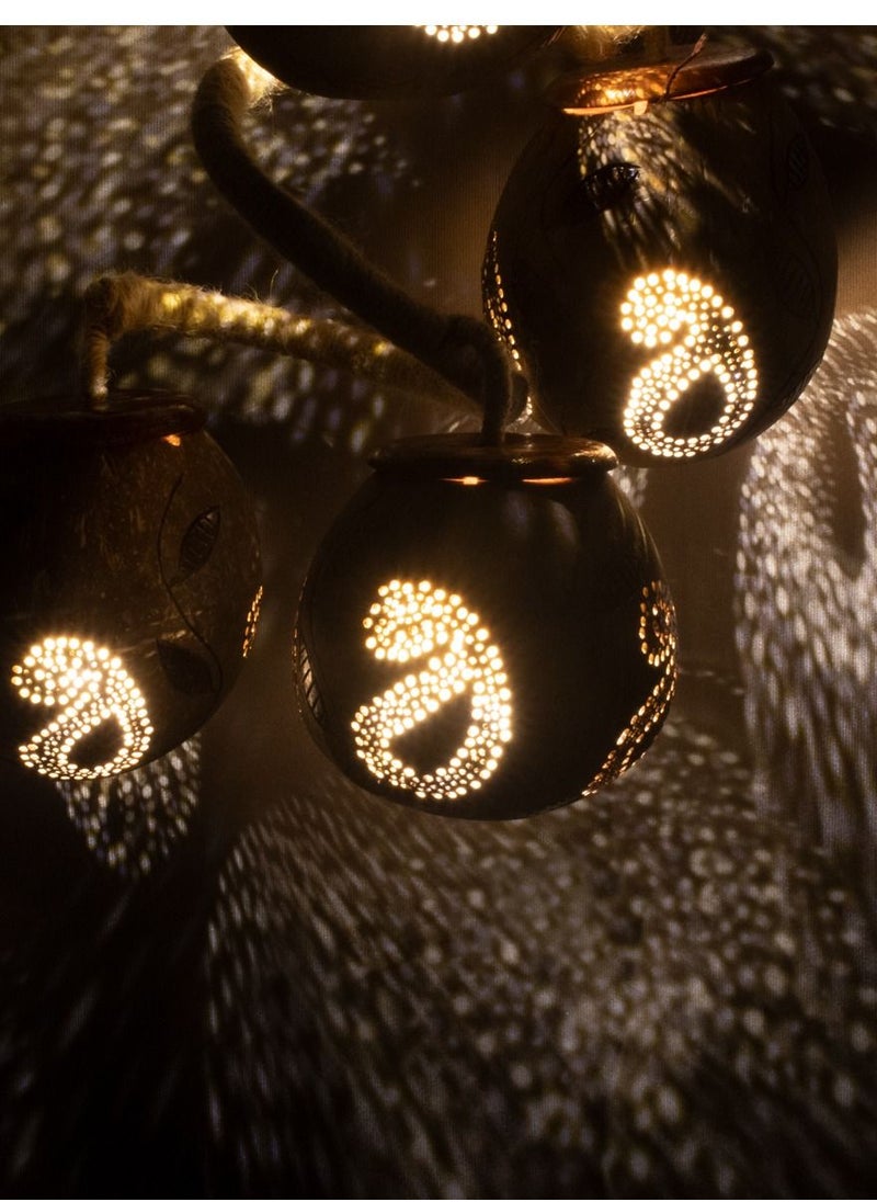 N & H Coconut Shell Ceiling Lights 7 Balls hanging Design  - Image 3