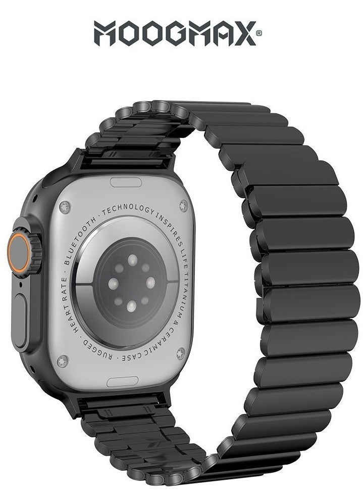 MOOGMAX - MoogMax (2nd Gen) ultra watch. IPX6 Water-resistant watch ultra. Smart touch watch with gesture-based call answering & answering from the watch using the built-in mic. smart watch ultra with a watch mobile app. Smart sports watch with all fitness measurements. smartwatch with wireless charging. Black - Image 1