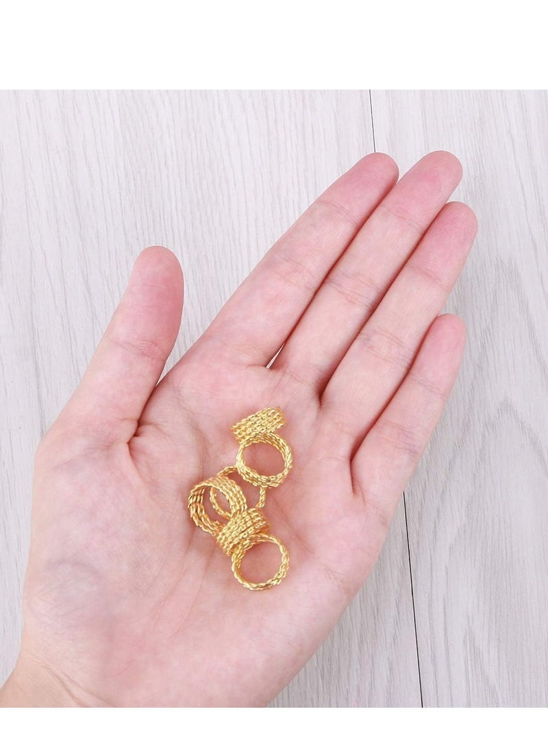 SYOSI - 100Pieces Hair Braid Rings DreadlocksMetal Dread Locks Hair Beads Dreadlocks Hair JewelryAdjustable Metal Cuffs Hair Jewelry Rings Clips for Braids Accessories Braiding Hair Decor (Gold15mm) - Image 1