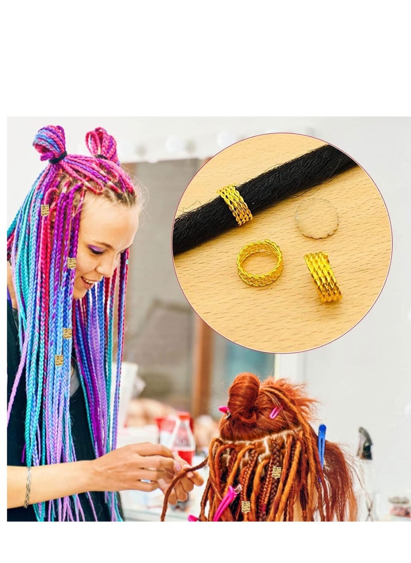 SYOSI - 100Pieces Hair Braid Rings DreadlocksMetal Dread Locks Hair Beads Dreadlocks Hair JewelryAdjustable Metal Cuffs Hair Jewelry Rings Clips for Braids Accessories Braiding Hair Decor (Gold15mm) - Image 1