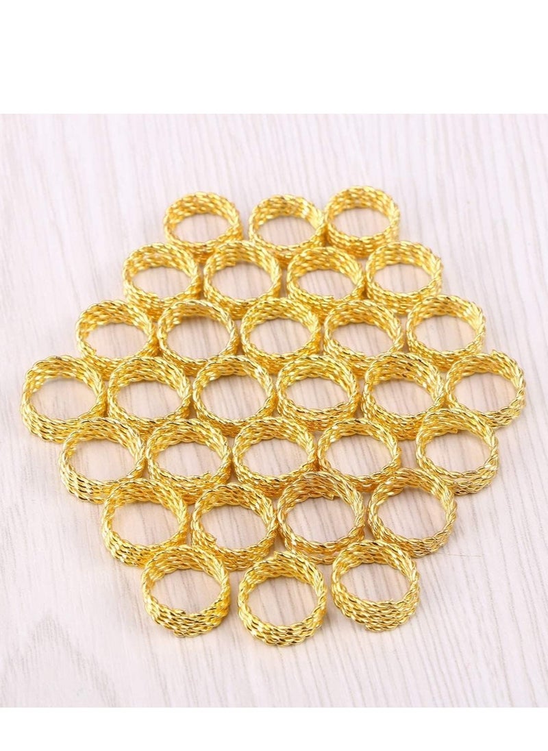 SYOSI - 100Pieces Hair Braid Rings DreadlocksMetal Dread Locks Hair Beads Dreadlocks Hair JewelryAdjustable Metal Cuffs Hair Jewelry Rings Clips for Braids Accessories Braiding Hair Decor (Gold15mm) - Image 1