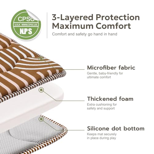 Mallify Soft Thicker Baby Mat for Floor 50"x50", Non-Slip Baby Play Mat, Easy to Clean 50x50 Playpen Mat, Portable Playmat, Crawling Mat for Infants, Babies, Toddlers, Activity Mat, Rainbow, Brown - Image 5