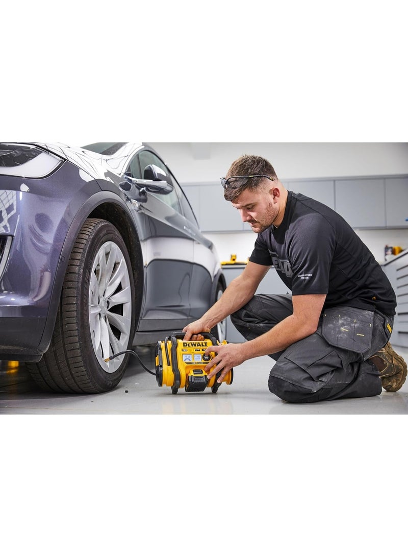 ديوالت ضاغط هواء لاسلكي عالي الضغط DEWALT DCC018N-XJ، بقوة 160 رطل لكل بوصة مربعة، محول سيارة 12 فولت، أسود/أصفر - Image 3