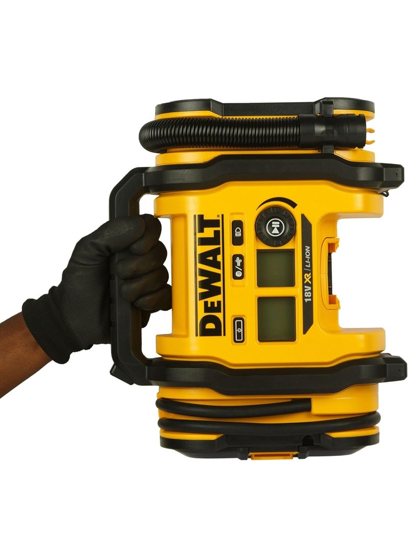ديوالت ضاغط هواء لاسلكي عالي الضغط DEWALT DCC018N-XJ، بقوة 160 رطل لكل بوصة مربعة، محول سيارة 12 فولت، أسود/أصفر - Image 1