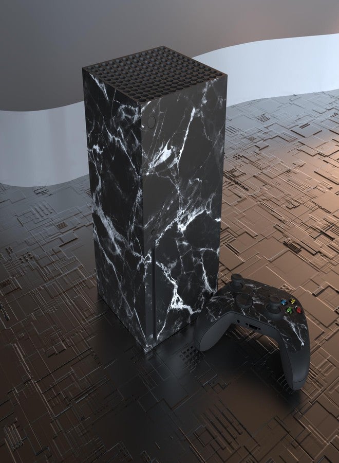 PlayVital Black White Marble Effect Custom Vinyl Skins for Xbox Core Wireless Controller, Wrap Decal Cover Stickers for Xbox Series X Console Controller - Image 4