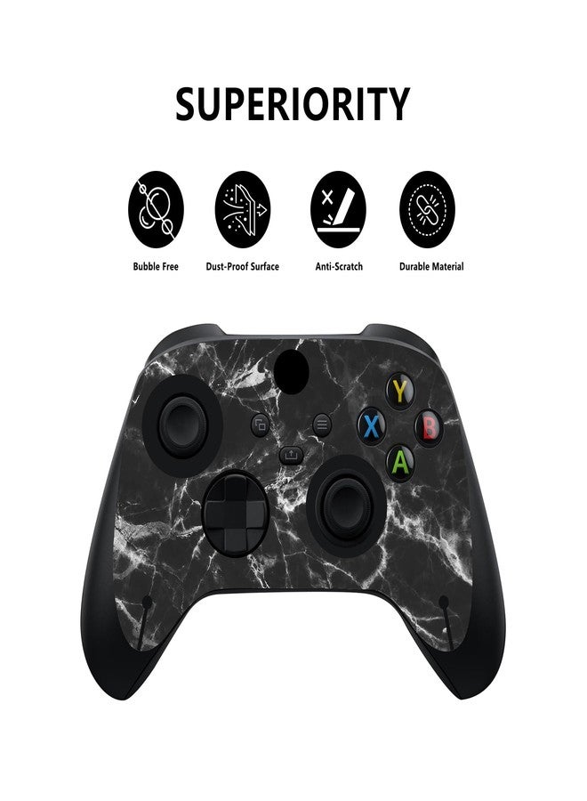 PlayVital Black White Marble Effect Custom Vinyl Skins for Xbox Core Wireless Controller, Wrap Decal Cover Stickers for Xbox Series X Console Controller - Image 2
