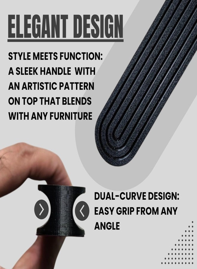 THIRD DIMENSION 2 Pcs Adhesive Cabinet Pull Handle - Modern & Stylish Sticky Knobs for Sliding Window, Drawer, Wardrobe, & Small Doors | Strong Adhesive | No Drill Needed (ADHESIVE-RECTANGULAR, BLACK, Pack of 2) - Image 2