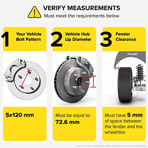 StanceMagic 2pcs 5mm 5x120 Hubcentric Wheel Spacers (72.6, 72.56 Bore) Compatible with BMW 128i 135i 318i 320i 325i 328i 335i M3 428i 435i M4 525i 528i 530i 535i M5 Z3 Z4 640i 645ci E36 E46 E90 E92 E93 F10 F30 - Image 3