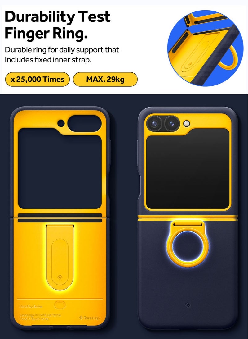 Caseology Nano Pop Samsung Galaxy Z Flip 6 Case Cover (2024) with [Finger Ring Grip] - Blueberry Navy - Image 4