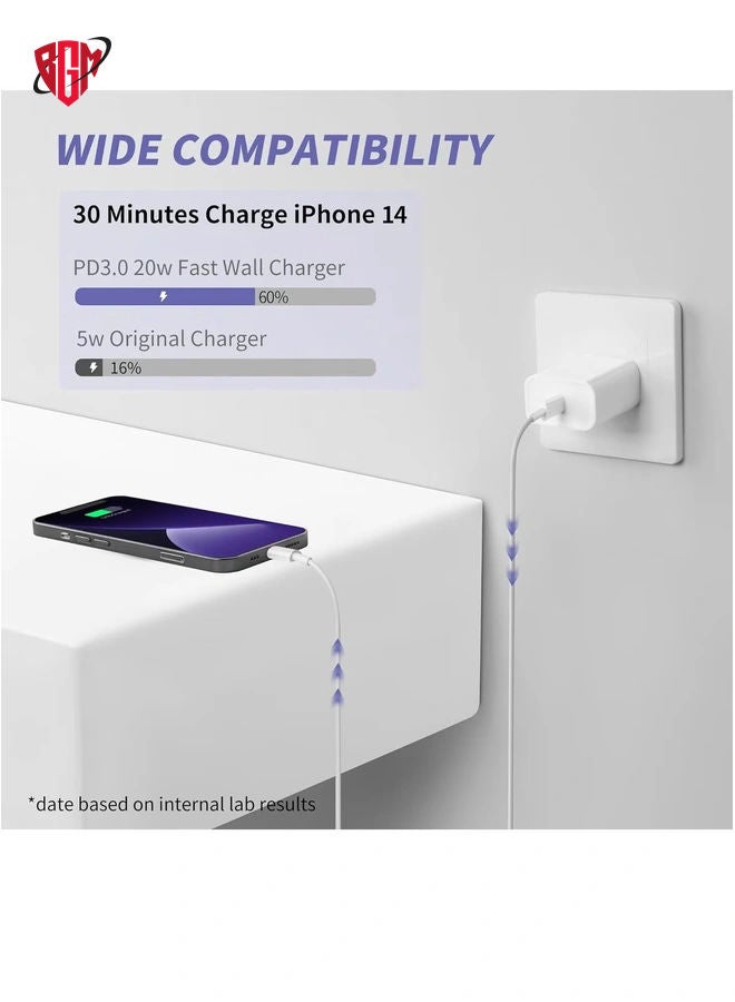 BGM - i.Phone Charger Fast Charging,[MFi Certified] 2Pack 20W Type C Fast Charger Block with 6FT USB C Charger Cable Compatible for i.Phone 14/13/12/11 Pro Max/11/Xs Max/XR/X,i.Pad,AirPods Pro - Image 1