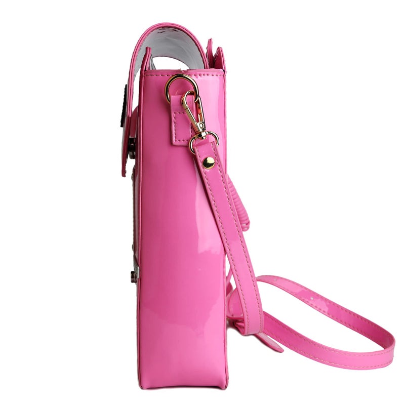 QiMing Retro dial telephone Crossbody Shoulder Bag,Pu Movable microphone Purse for Women(Pink B) - Image 3