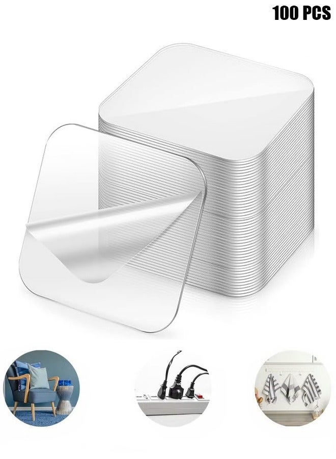 100 Pieces 1-3/8inchTwo Sided Pre-Cut Square Tape. Double Sided Square Nano Transparent Tape Sticker for Carpet, Photo Frame, DIY, Home, Office Supplies - Image 1