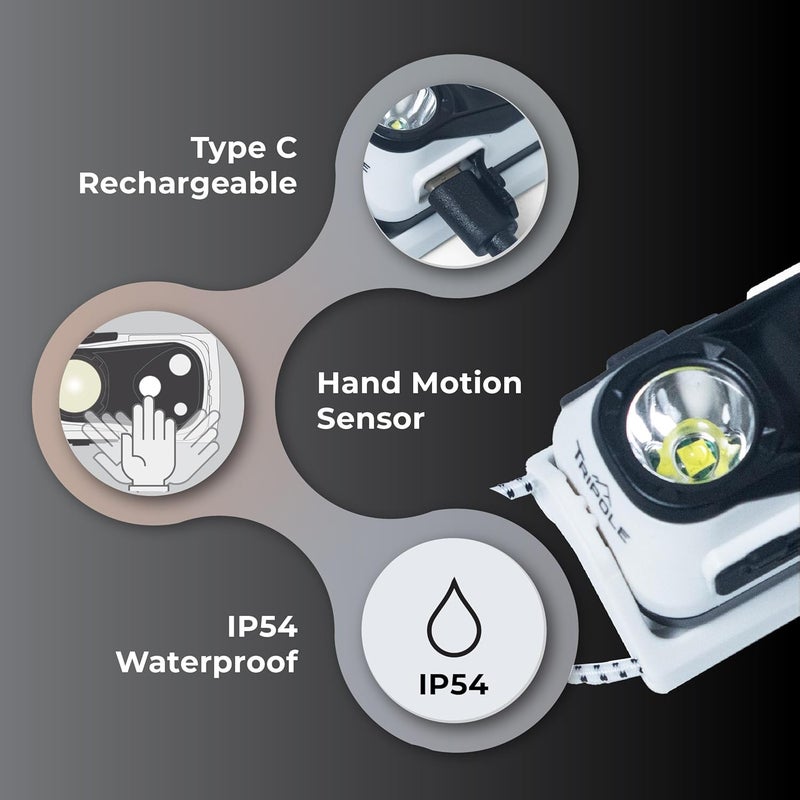 TriPole Lumos-R | Head Torch and Head Lamp | USB-C Rechargable | IP54 | Hiking, Running, Camping, Trekking, Cycling - Image 3