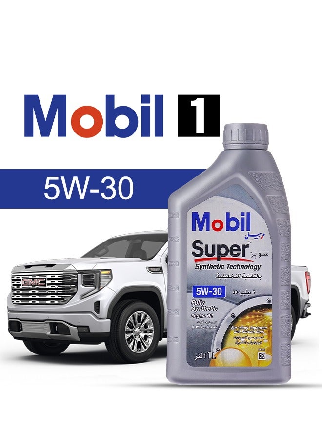 موبيل زيت محرك سيارة جي ام سي، سييرا 1500 2013 - 2007 - لزوجة 5w30 موبيل سوبر 6 لتر، مع فلتر زيت المحرك - 2007 2008 2009 2010 2011 2012 2013