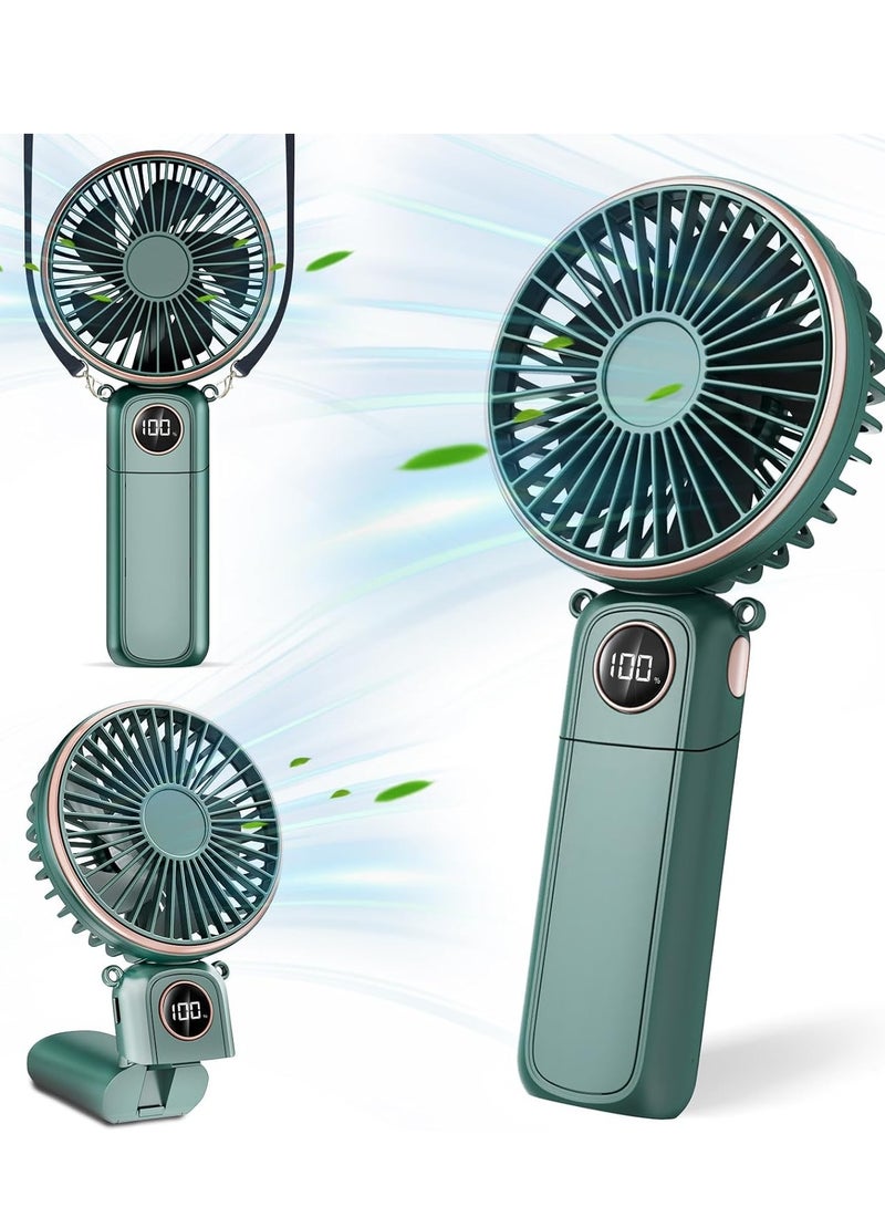 general Portable Handheld Fan, 5200mAh Portable Fan Rechargeable, 180° Foldable Small Mini Hand Held Fan, Max 22 HRS Working, 6 Speeds, LED Display, Quiet Personal Battery Operated Hand Fan - Image 1
