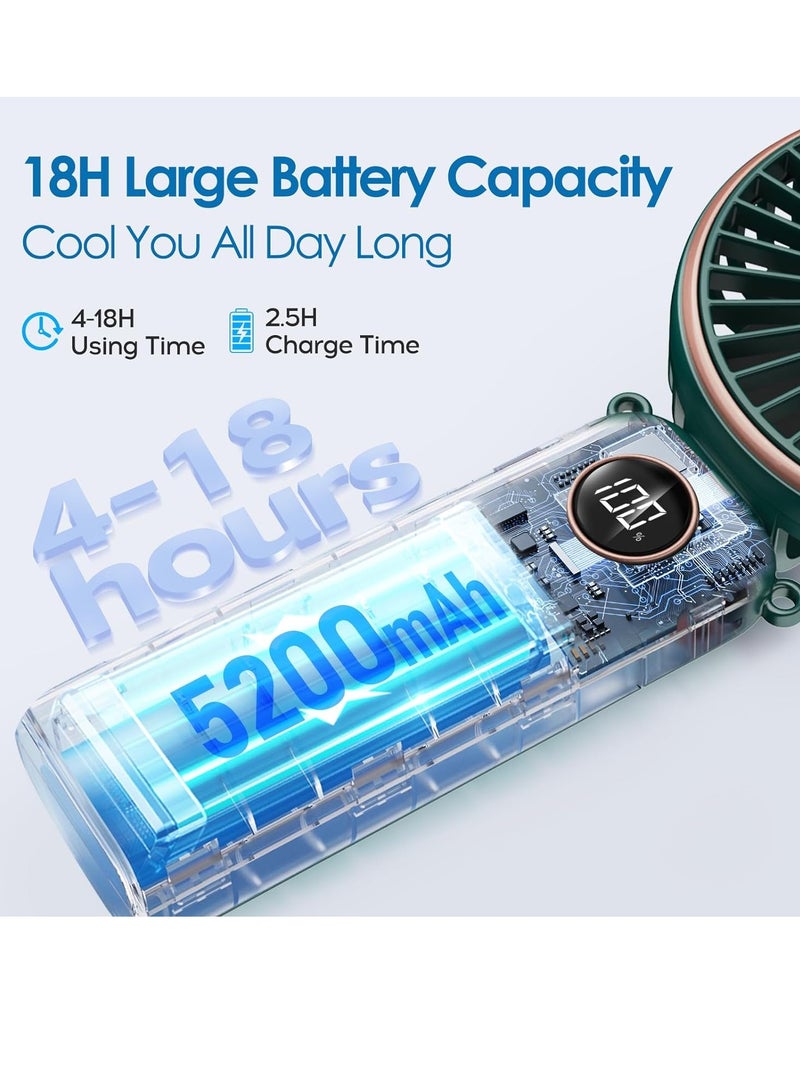 general Portable Handheld Fan, 5200mAh Portable Fan Rechargeable, 180° Foldable Small Mini Hand Held Fan, Max 22 HRS Working, 6 Speeds, LED Display, Quiet Personal Battery Operated Hand Fan - Image 2