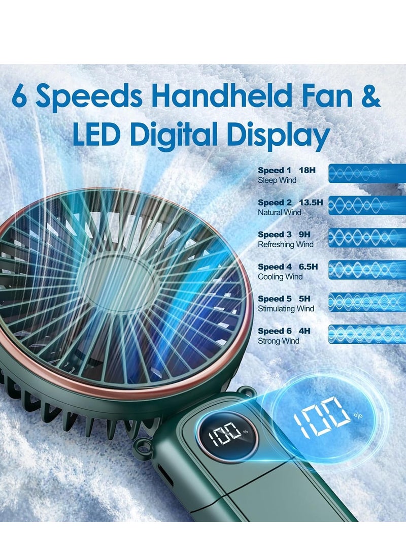 general Portable Handheld Fan, 5200mAh Portable Fan Rechargeable, 180° Foldable Small Mini Hand Held Fan, Max 22 HRS Working, 6 Speeds, LED Display, Quiet Personal Battery Operated Hand Fan - Image 3