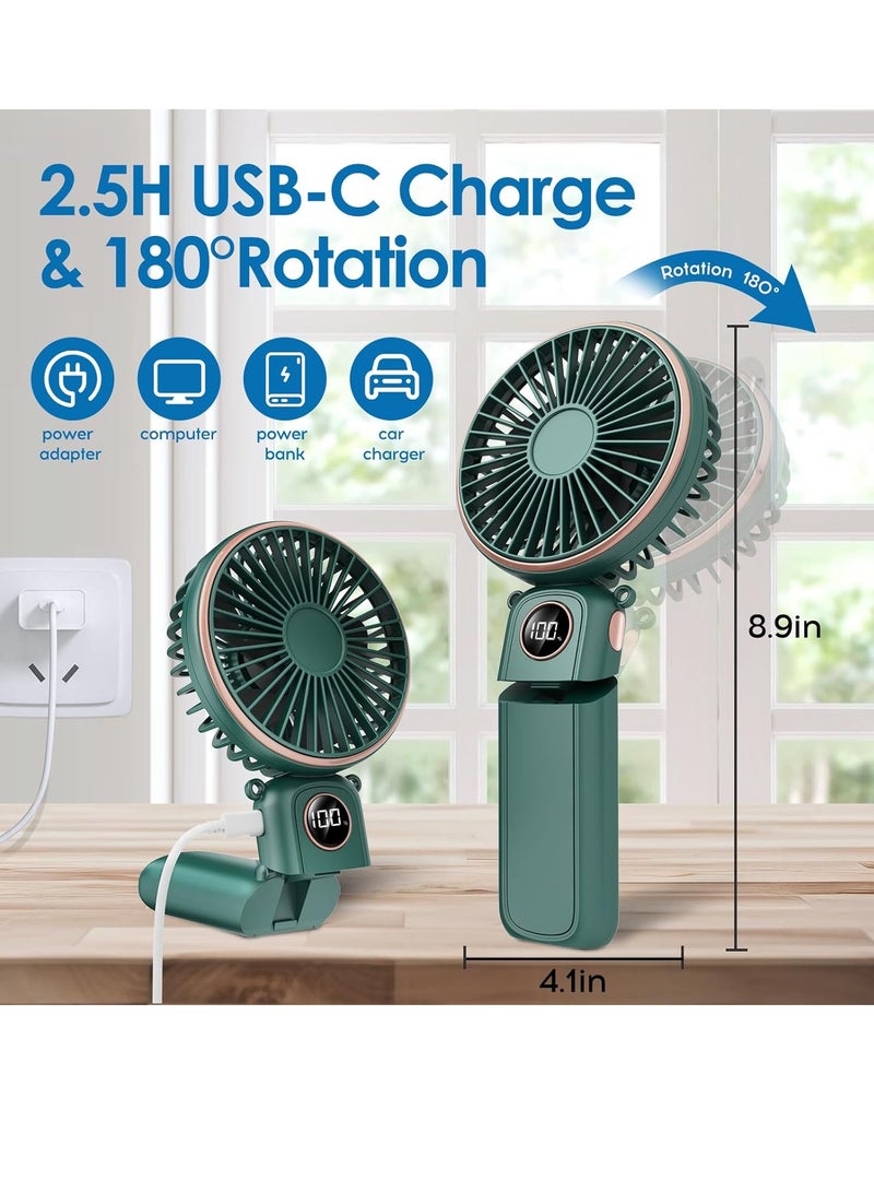 general Portable Handheld Fan, 5200mAh Portable Fan Rechargeable, 180° Foldable Small Mini Hand Held Fan, Max 22 HRS Working, 6 Speeds, LED Display, Quiet Personal Battery Operated Hand Fan - Image 4