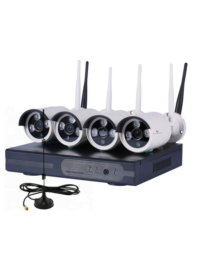 Generic - 4CH Wireless 1080P DVR Kit – WiFi IP Outdoor Home Security System with 720P Megapixel Cameras - Image 1
