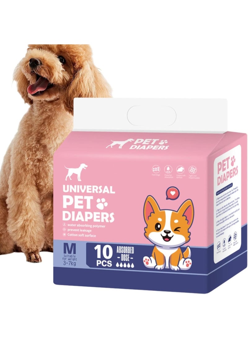 MileMelo Disposable Pet Diapers Female Dogs Super Absorbent Soft Including 10 Count for Puppy Cats or Dogs 3-7kg Pink Size M  - Image 1