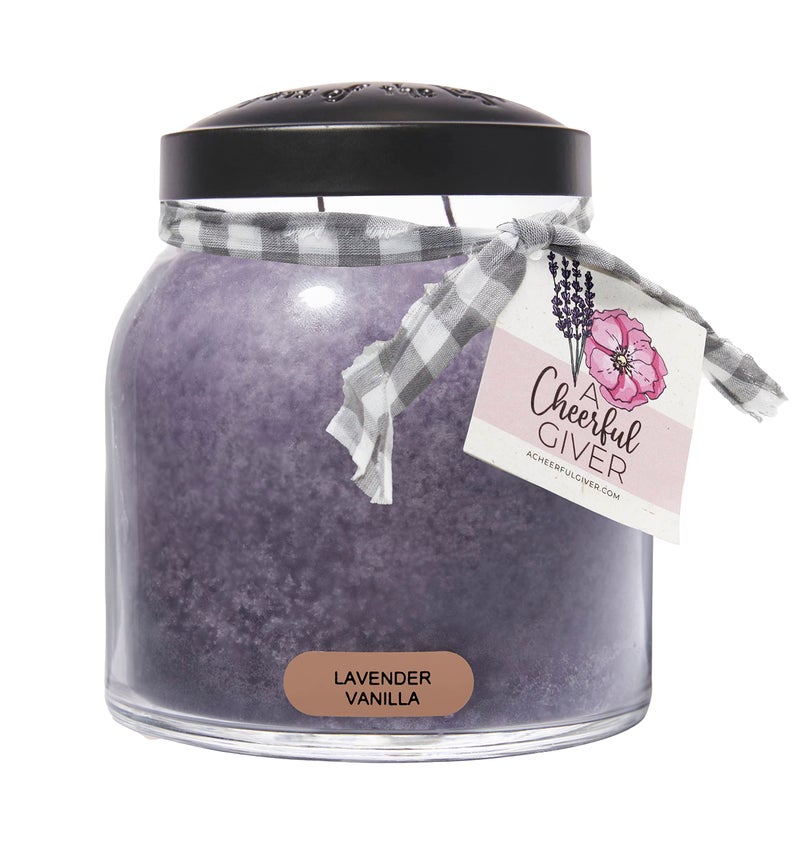A Cheerful Giver A Cheerful Giver  Lavender Vanilla  34oz Papa Scented Candle Jar with Lid  Keepers of the Light  155 Hours of Burn Time Gift Candle Violet 
