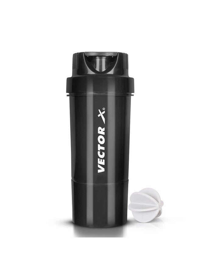 Vector X Thunder Steel Shaker Bottle For Protein Shake With Material Grade 0.5 Non Toxic 500 Ml Shaker (Black) - Image 1
