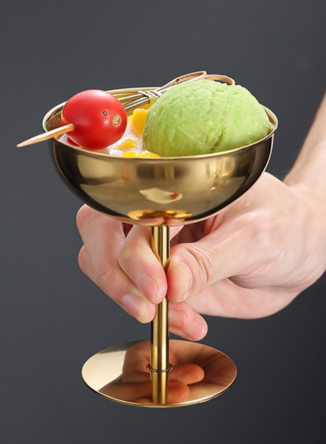 كوب آيس كريم من الفولاذ المقاوم للصدأ سعة 200 مل، كوب حلوى بقاعدة ثابتة، كأس قابل لإعادة الاستخدام، وعاء كيك آيس كريم، أطباق أنيقة. - Image 2