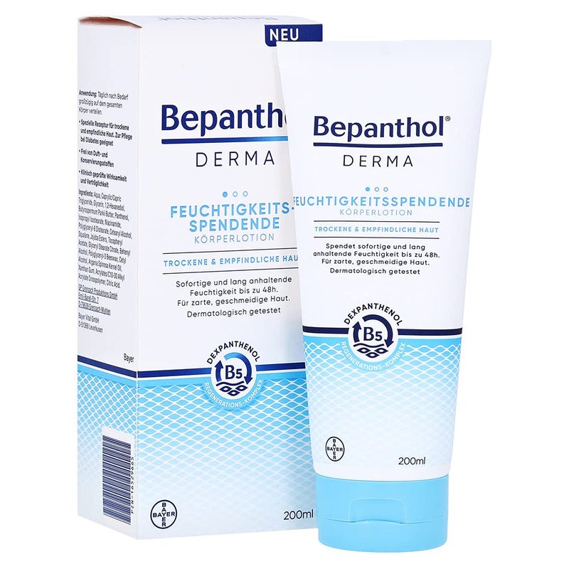 Bepanthol Derma Moisturizing Body Lotion Body Care for Sensitive and Dry Skin Dermatologically Tested Moisturizer with Dexpanthenol FragranceFree 200 ml 676 FlOz