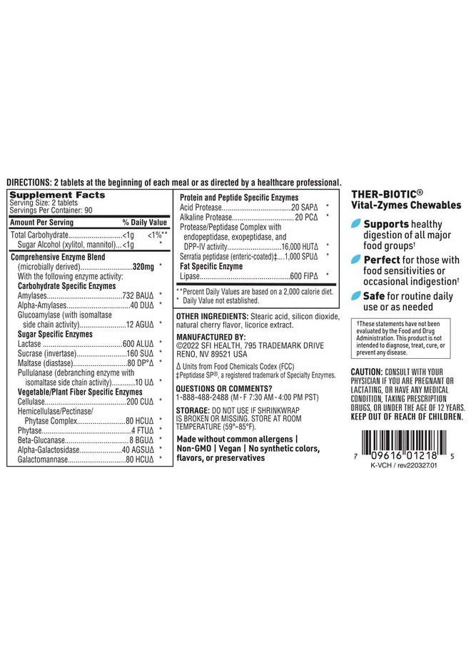 Vitalzymes Chewable Digestive Enzymes Broad Spectrum Dppiv Activity Digestive Enzymes Supports The Breakdown Of Proteins Fats Carbs Sugars & Fibers Gluten Free (180 Tablets) - pzsku/Z4F1A8D8A4EE62DE92E39Z/45/_/1686895380/81f9ef4d-aae4-4d37-979f-2b53f1acbf3e