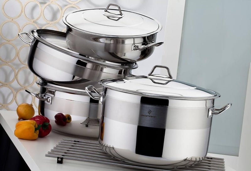 Sofram وعاء طهي عميق من الفولاذ المقاوم للصدأ مع غطاء زجاجي (22.2-qt. (21 L)) - Image 3