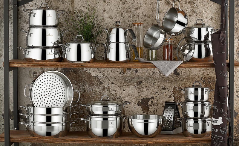 Sofram وعاء طهي عميق من الفولاذ المقاوم للصدأ مع غطاء زجاجي (22.2-qt. (21 L)) - Image 5
