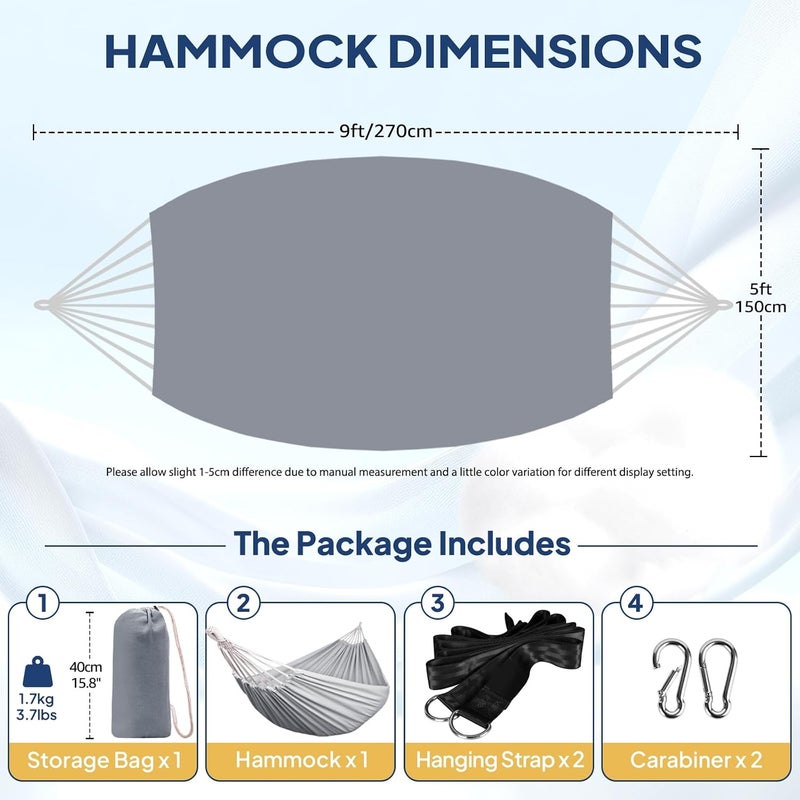 Anyoo Outdoor Camping Hammock Outdoor Portable Canvas Lightweight Hammock with Tree Friendly Straps Carry Bag Perfect for Garden, Balcony, Patio, Beach, Hiking - Image 2
