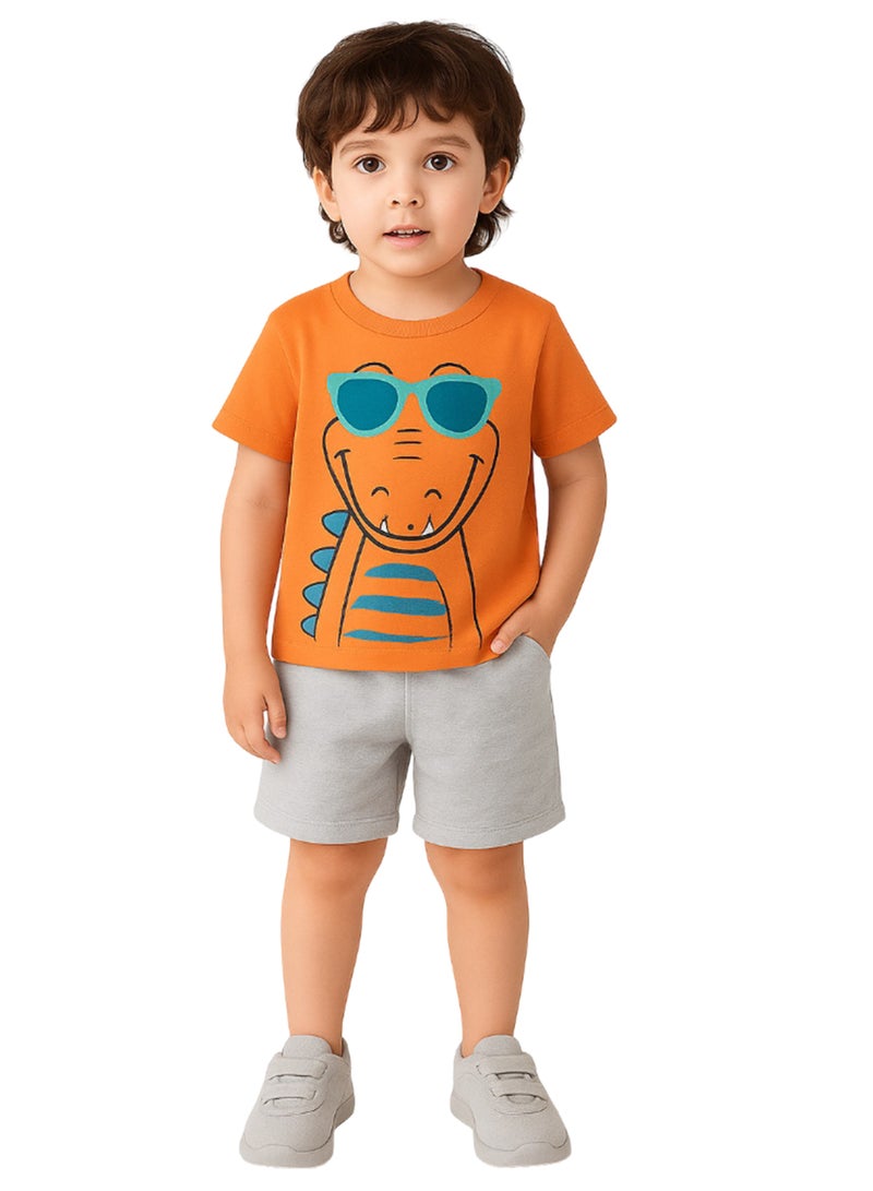 لؤي مجموعة ملابس أطفال للأولاد والبنات مصنوعة من القطن العضوي بنسبة 100% من LUAY، مجموعة ملابس قصيرة الأكمام للأطفال للأولاد والبنات الصغار - Image 1