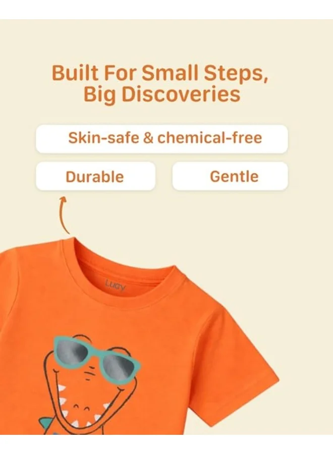 Luay Orange 100% Organic Cotton Based Baby Boy & Girls Clothing Set Short Sleeve Kids Clothes Boys & Girls Toddler Short Set  | Best Price UAE