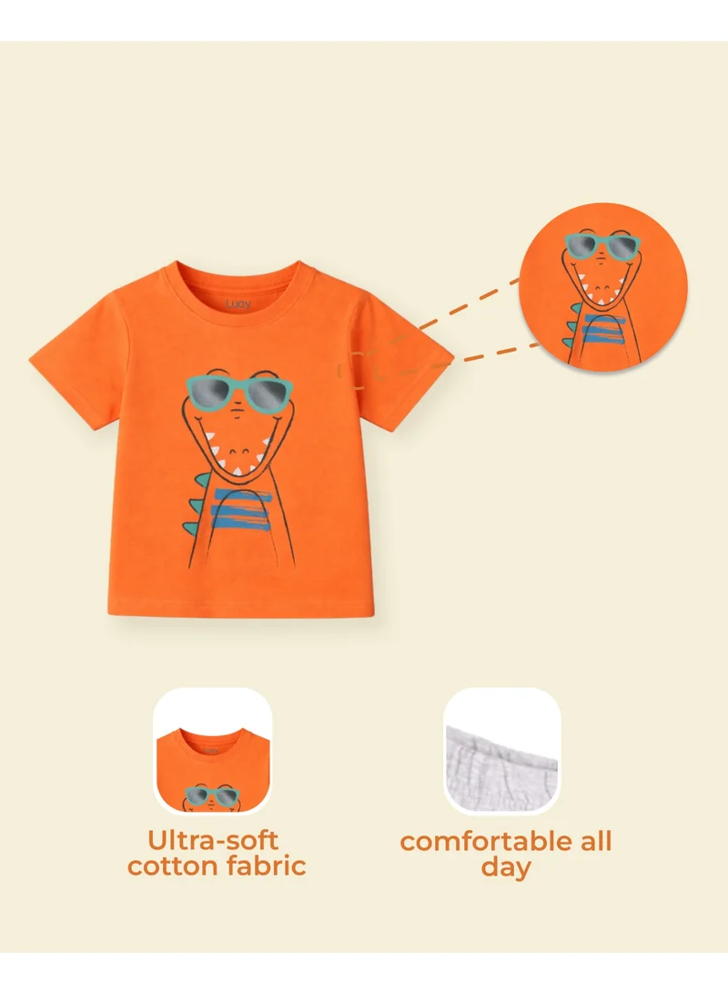 Luay Orange 100% Organic Cotton Based Baby Boy & Girls Clothing Set Short Sleeve Kids Clothes Boys & Girls Toddler Short Set  | Best Price UAE
