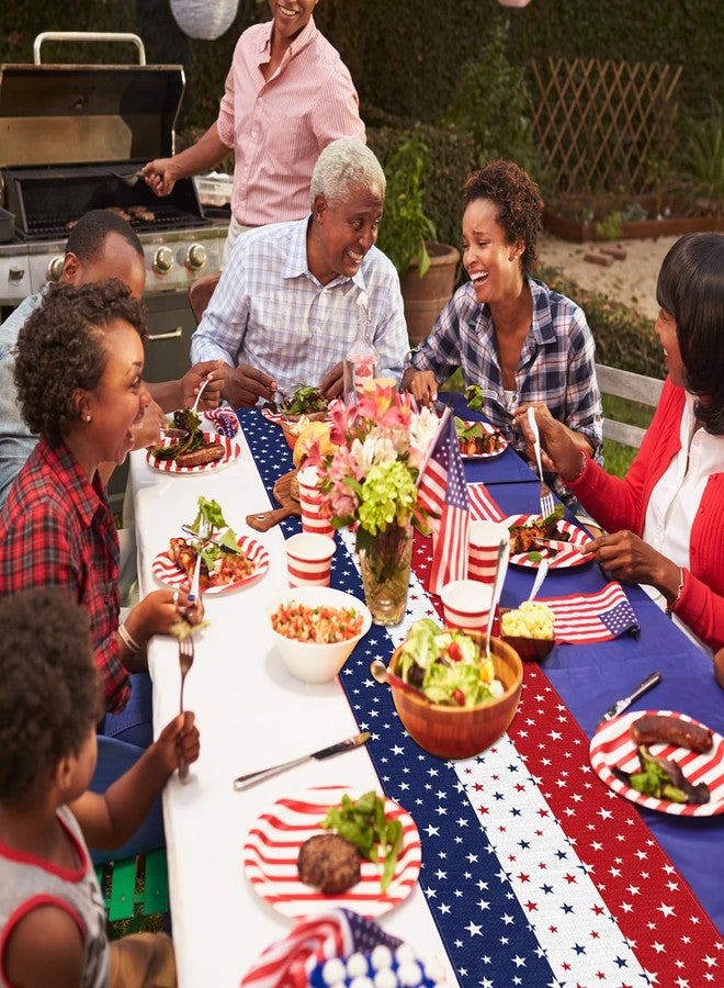 Geodurn 72 x 13 Inches Patriotic Table Runner, Red White and Blue Star Print American Flag Runner for 4th of July, Memorial Day, Veterans Day, and Independence Day Table Top Kitchen Decorations - Image 5