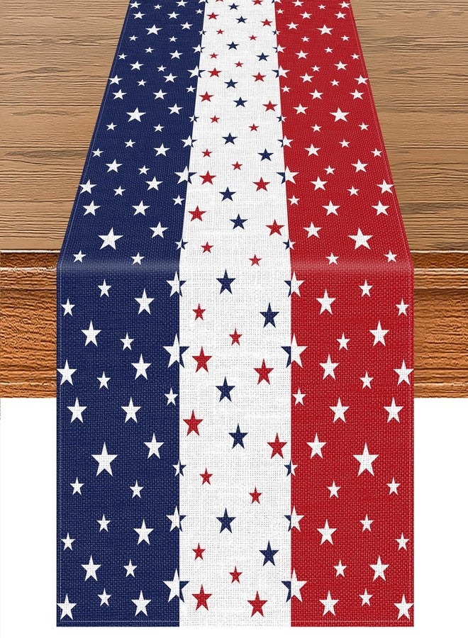 Geodurn 72 x 13 Inches Patriotic Table Runner, Red White and Blue Star Print American Flag Runner for 4th of July, Memorial Day, Veterans Day, and Independence Day Table Top Kitchen Decorations - Image 1