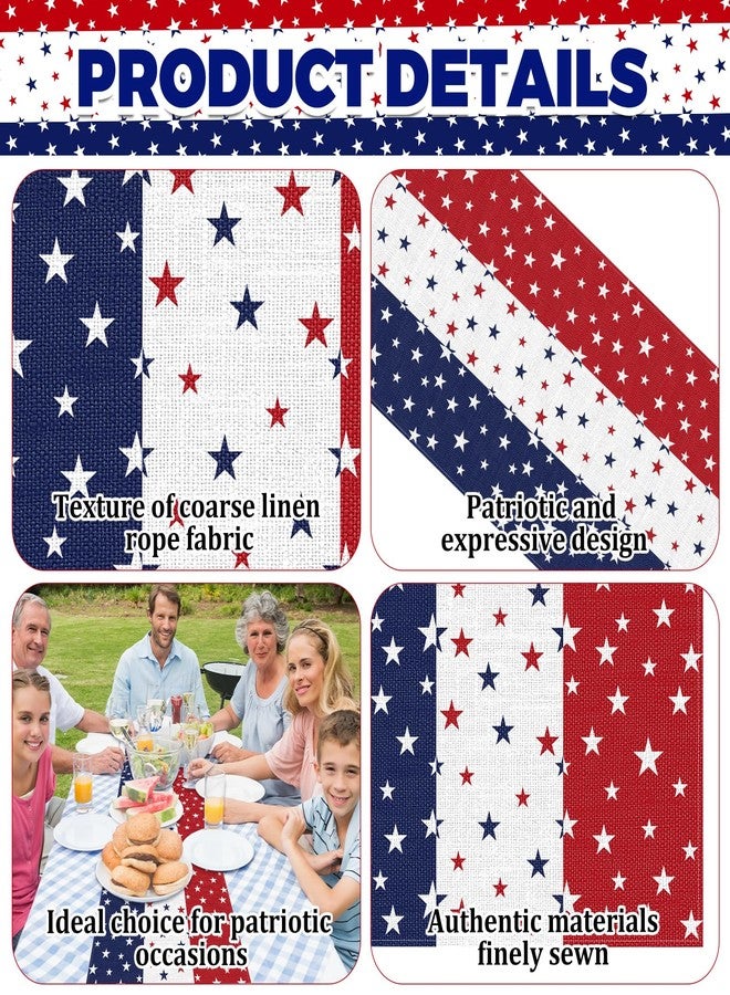 Geodurn 72 x 13 Inches Patriotic Table Runner, Red White and Blue Star Print American Flag Runner for 4th of July, Memorial Day, Veterans Day, and Independence Day Table Top Kitchen Decorations - Image 3