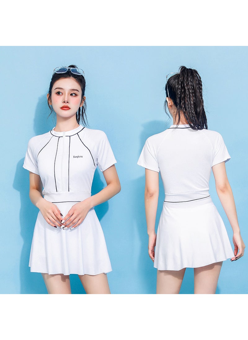 Generic - Womens Slimming Conservative One-Piece Swimsuit White - Image 1