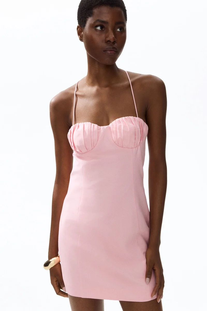 Linen-blend strappy dress